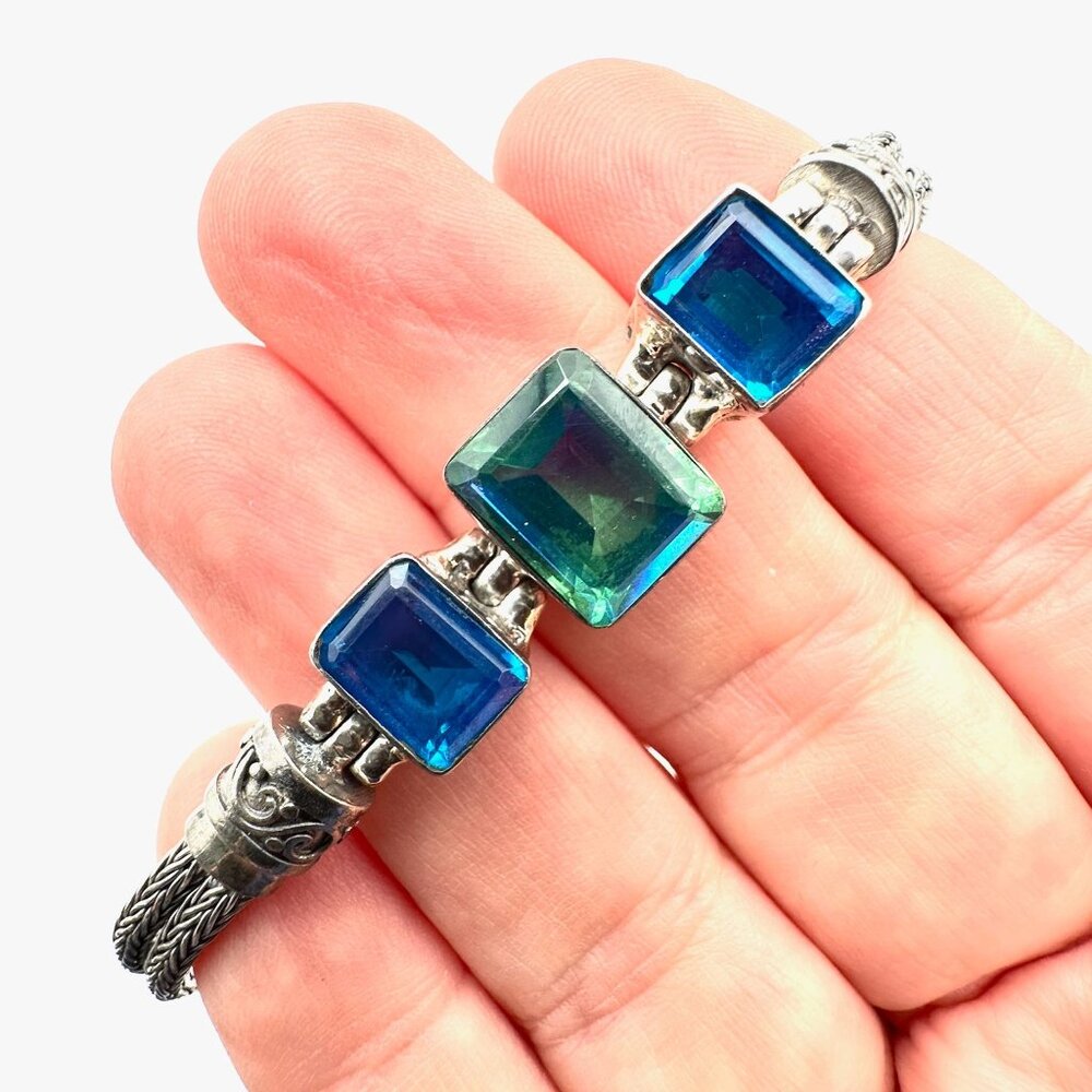 Chuck Clemency STS Sterling Silver Color Changing Gemstone Bracelet 8 Inch